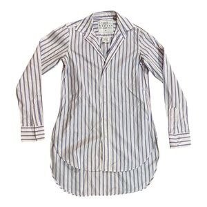 Frank & Eileen Grayson Striped Button Down Shirt 100% Cotton Pink Blue Sz XS